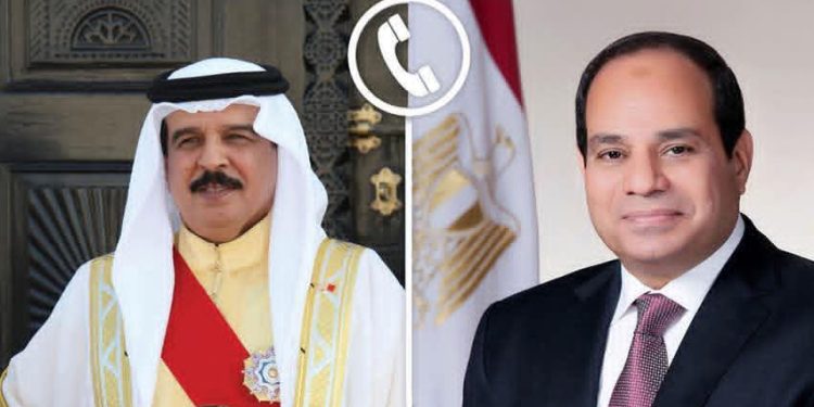 الرئيس السيسي وملك البحرين يؤكدان رفضهما القاطع لأي مساعٍ تستهدف تهجير الشعب الفلسطيني